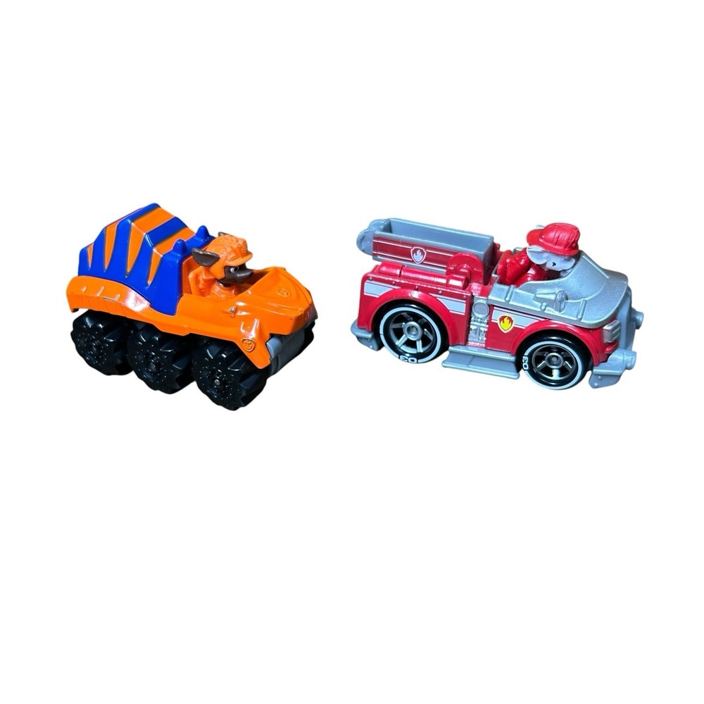 2 Paw Patrol True Metal Rescue Racers Vehicles Zuma Rocky Marshall Firetruck
